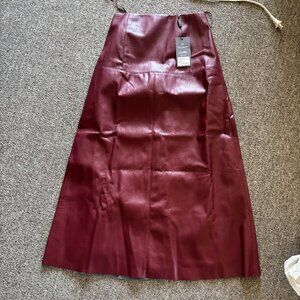 Izabel London Burgundy Waux leather midi skirt - NWT